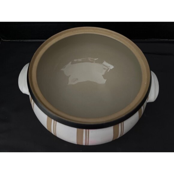 Denby Gourmet Stoneware Tan Vertical Stripes 2 qt Covered Casserole - Picture 5 of 15